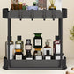 2Pcs Pull Out Storage Organizer Under Sink Shelf with 8 Hooks for Home Use