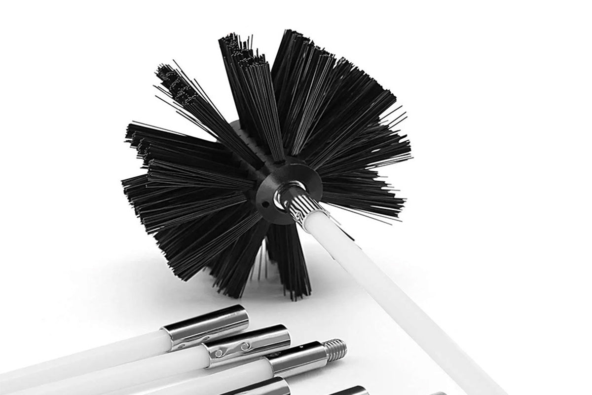 Chimney Cleaning Brush Kit for Fireplace and Flue with Extendable Rods