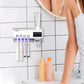 Toothbrush Holder UV Light Sterilizer Solar Powered USB Automatic Toothpaste Dispenser with 4 Toothbrush Slots