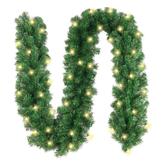 Christmas Pine Garland String Light LED Lighted Garland Artificial Pine Rattan Stairs Fireplace Decor Xmas Decoration