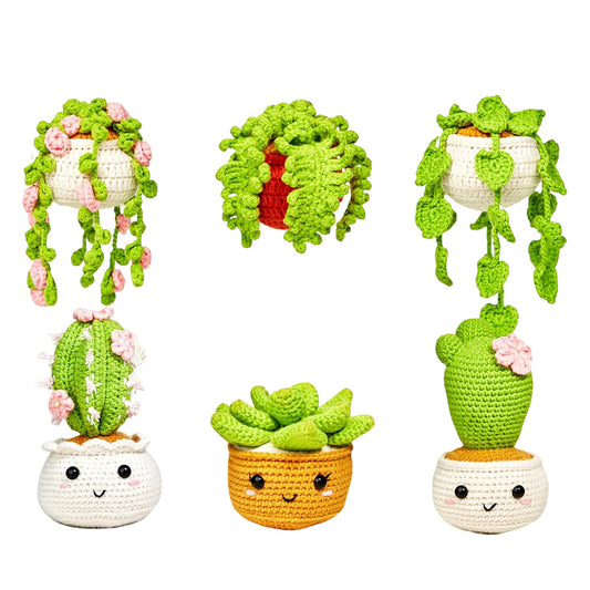 6 Pack Hanging Potted Plants Craft Knitting Crocheting Kits With Crochet Hooks Yarn Set