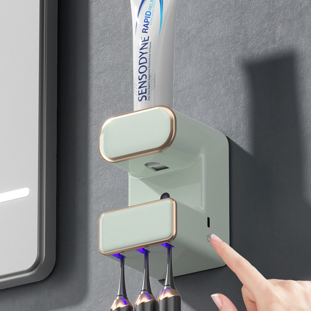 Electric Toothpaste Dispenser with Toothbrush Holders
