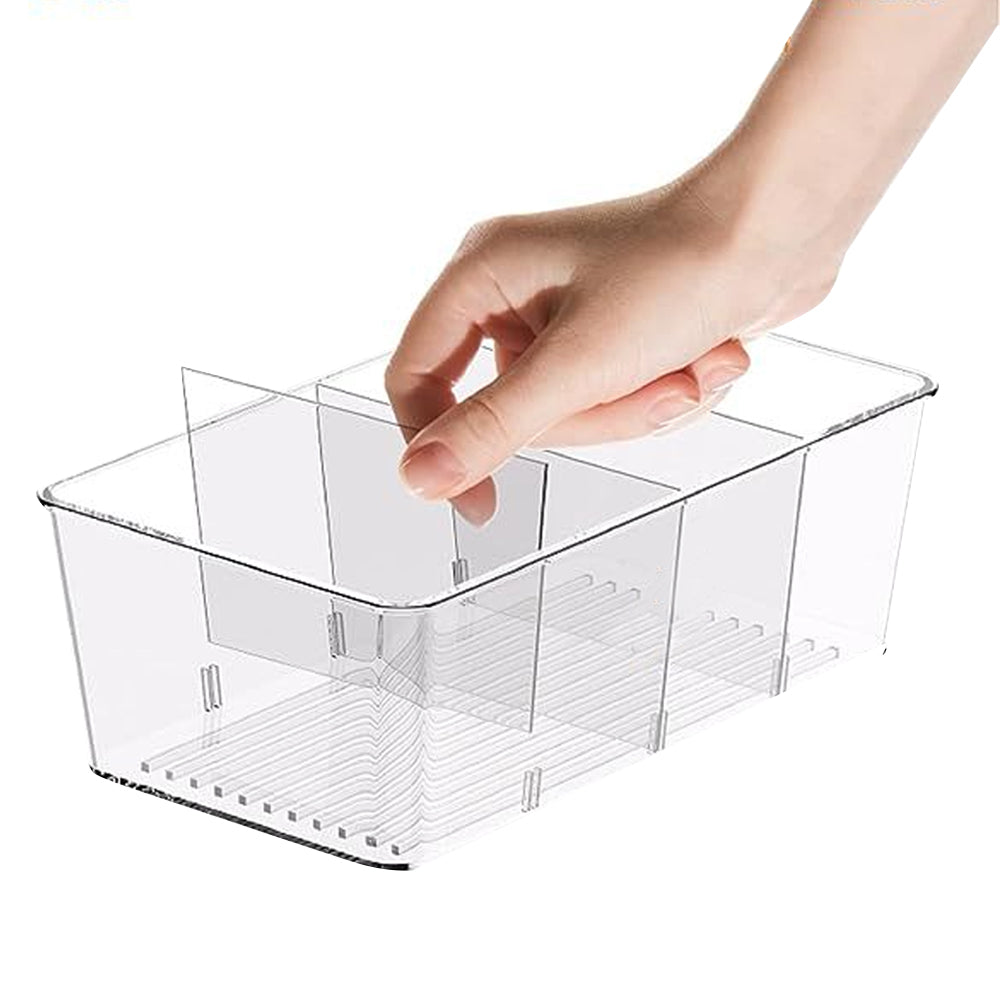 Set of 2 Clear Plastic Storage Bins Container for Pantry & Kitchen Fridge Organizer