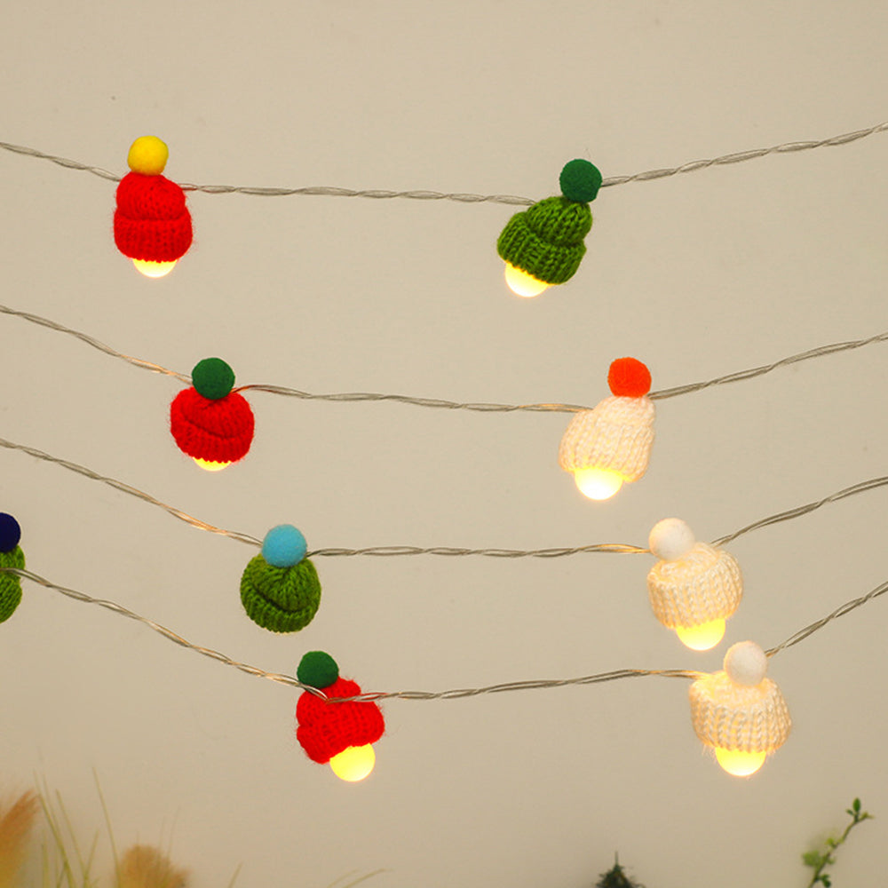 2Pcs Xmas Decoration LED Round Ball Christmas Hat Light String Christmas Pendants