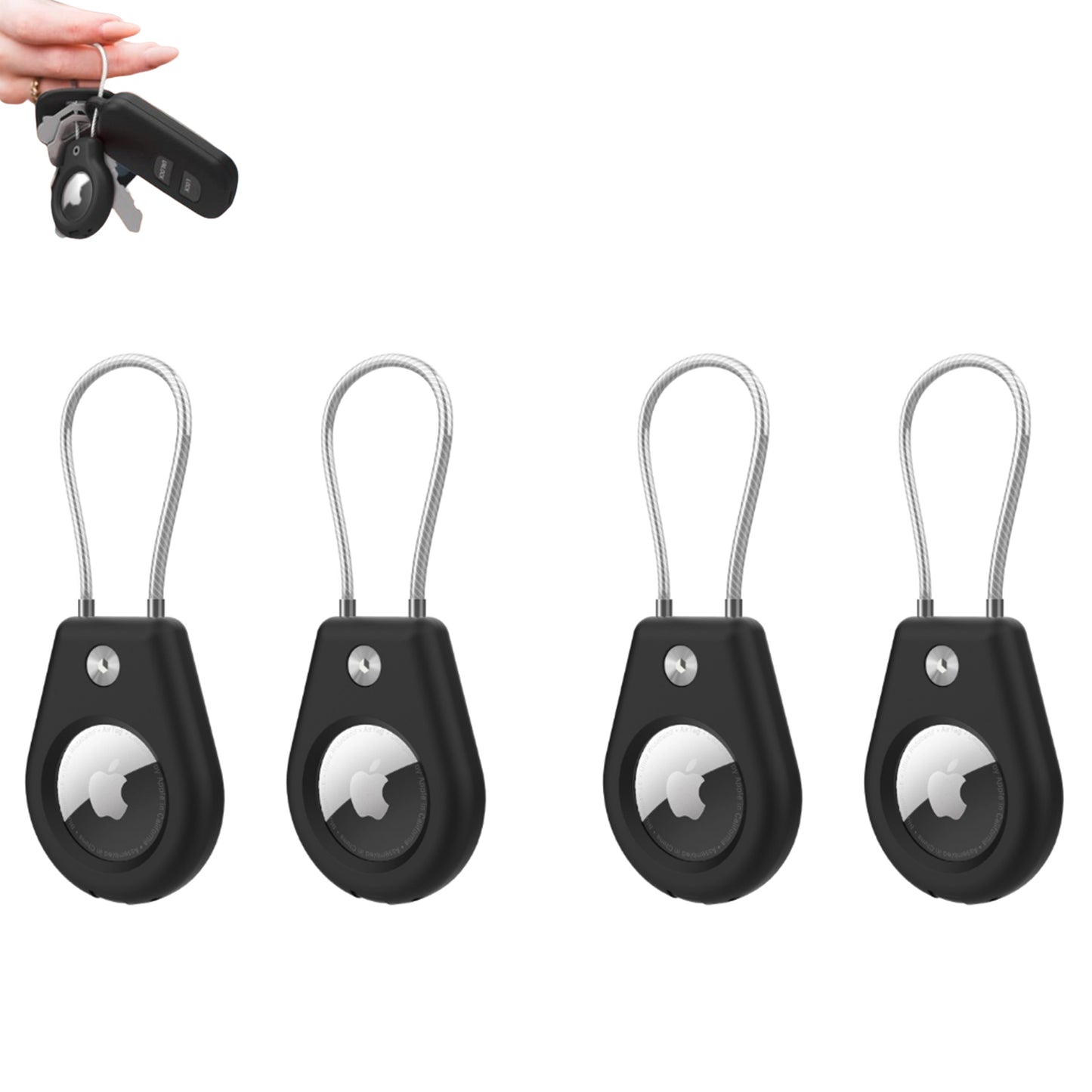 4Pcs AirTag Protective Cases with Keychain for Luggage