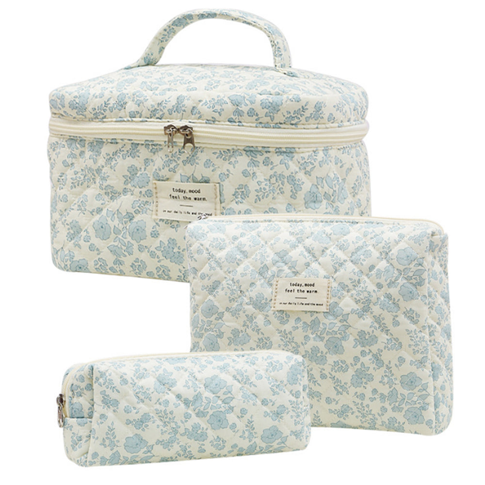 3Pcs Set Floral Cotton Cosmetic Bag