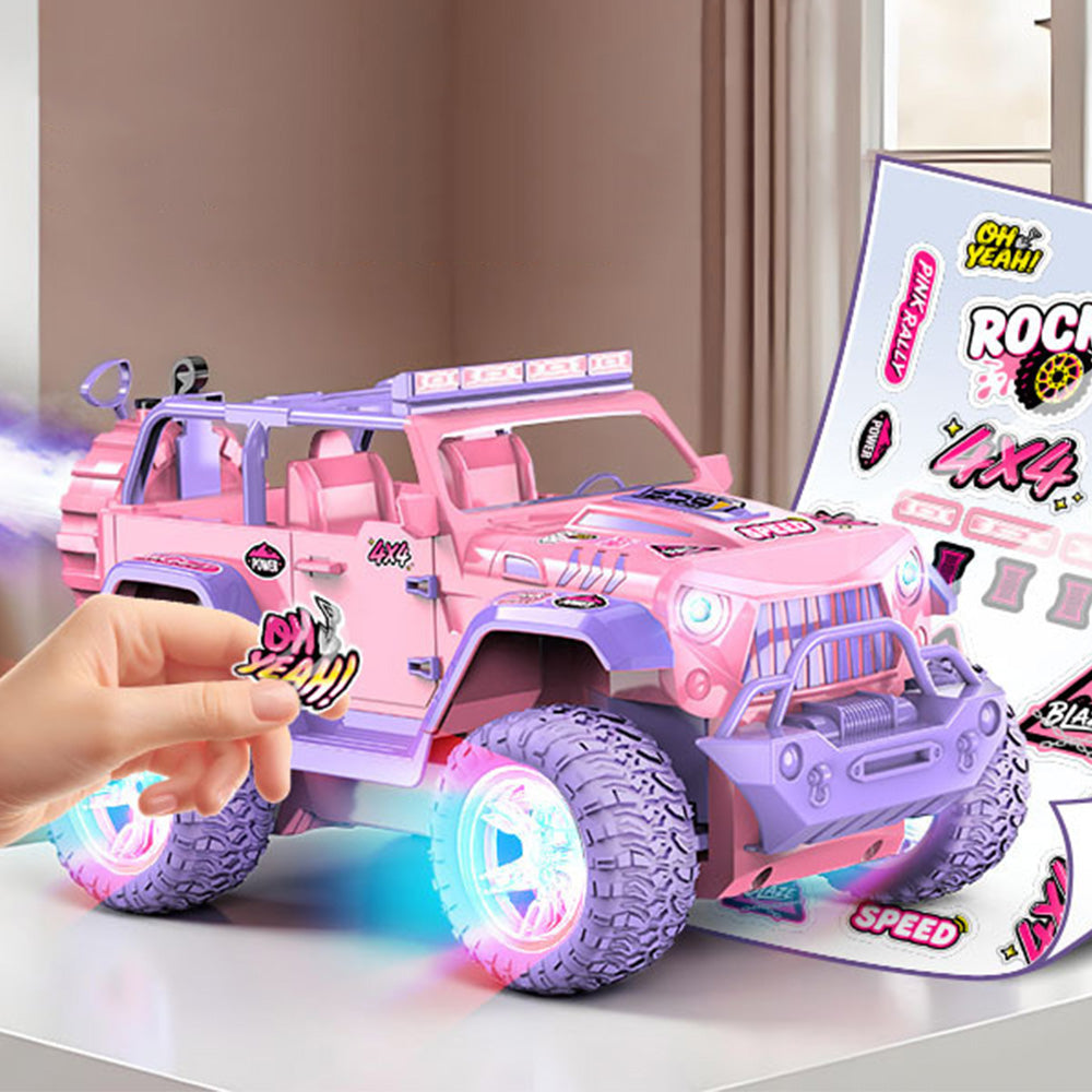 Remote Control Car with Color Lights Stickers Rechargeable Off Road Truck for Home Outdoor