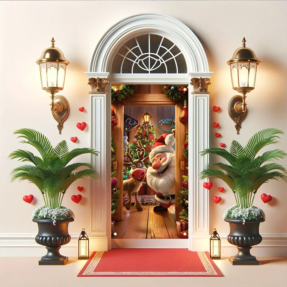 180x90CM Santa Claus Door Cover Christmas Background Cloth Hanging