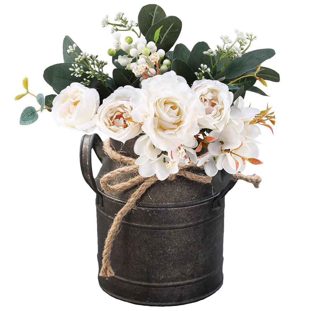 Vintage Metal Bucket Iron Decorative Flower Vase Without Words