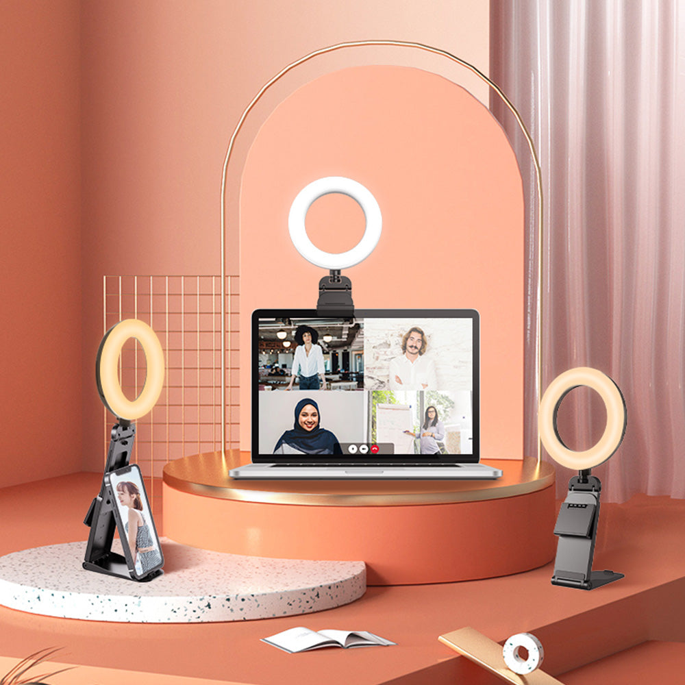 3 Colour Dimmable Rotatable 5 inch LED Ring Light Phone Holder Roundel Stand