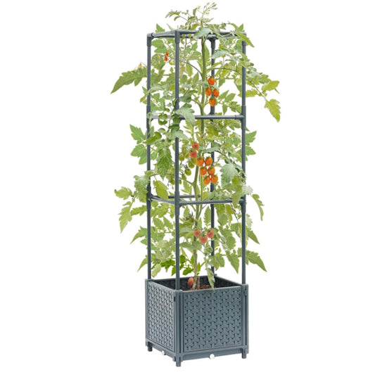 3Tiers Raised Planter Boxes with Trellis for Climbing Vegetable Plants