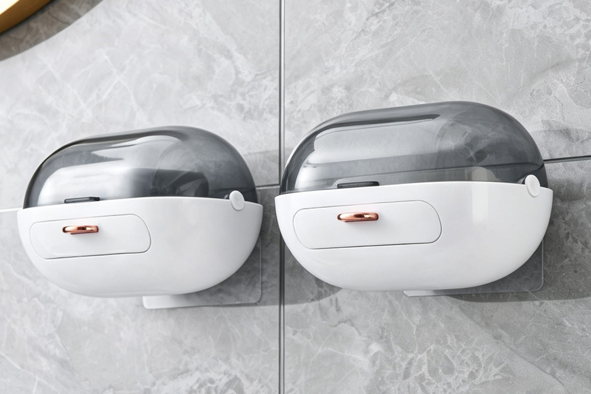 2pcs Soap Dish with Drip Tray Self-Adhesive Wall-Mounted Drain Tray Bar Soap Holder
