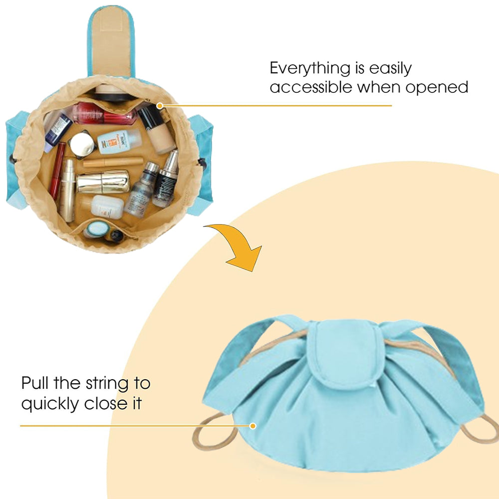 Travel Large Barrel Drawstring Cosmetic Bag for Women