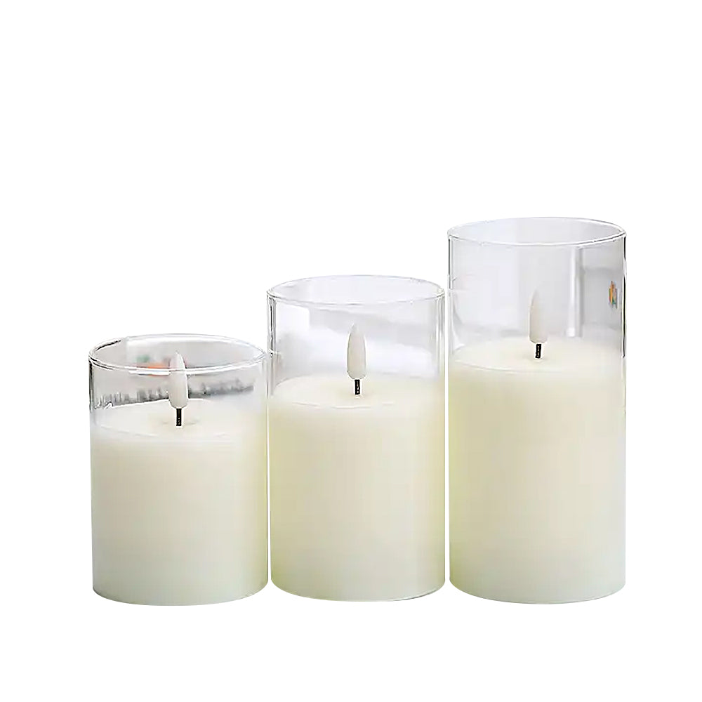 3Pcs Battery Operated LED Flameless Candles for Home Decor Party Wedding