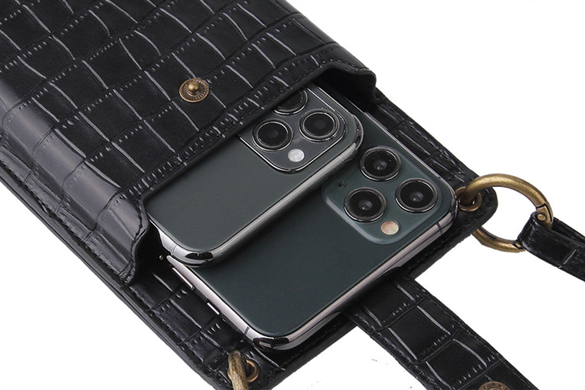 3-in-1 Wallet Card Holder PU Leather Crossbody Phone Bag Phone Purse with Mirror