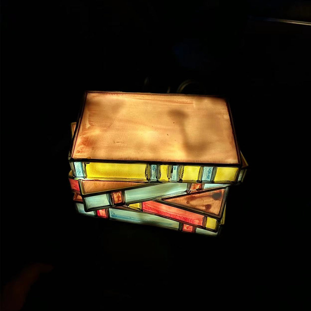 Resin Stained Stacked Books Lamp