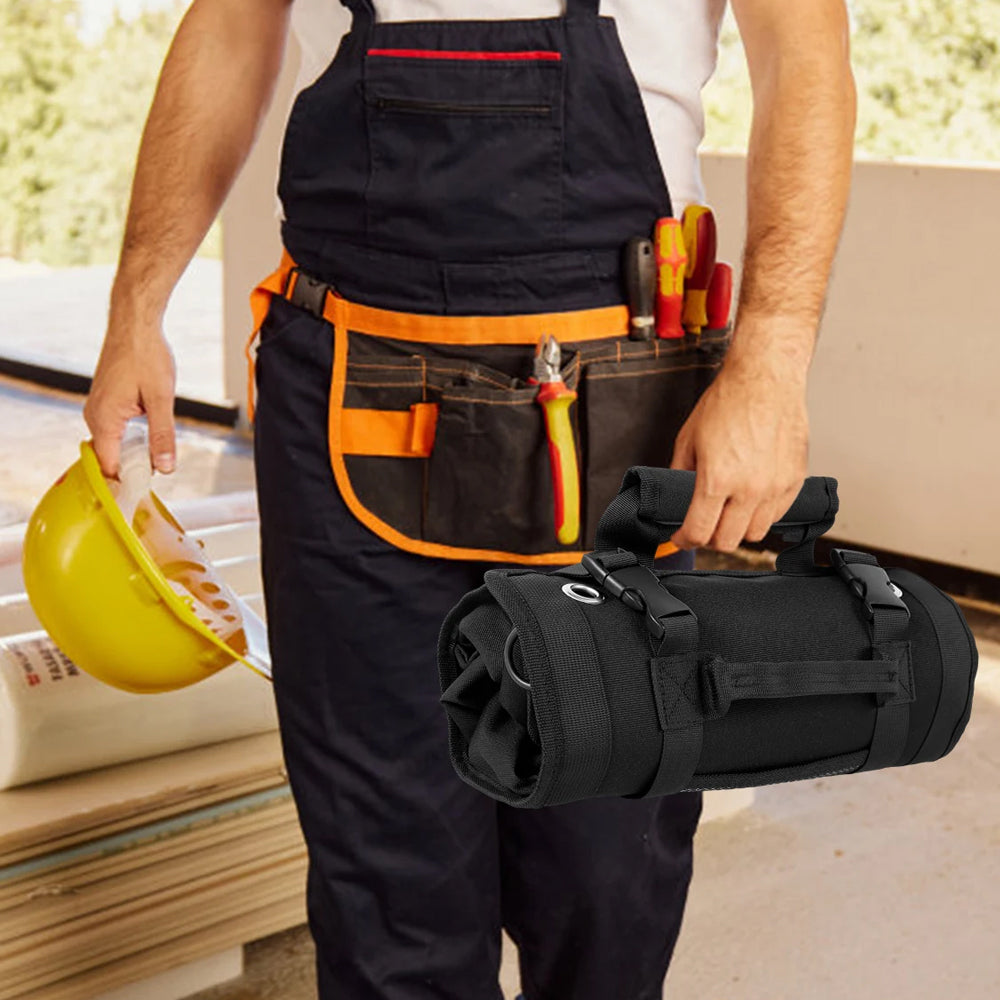 Roll-Up Hardware Tool Storage Bag with Detachable Zipper Pouch