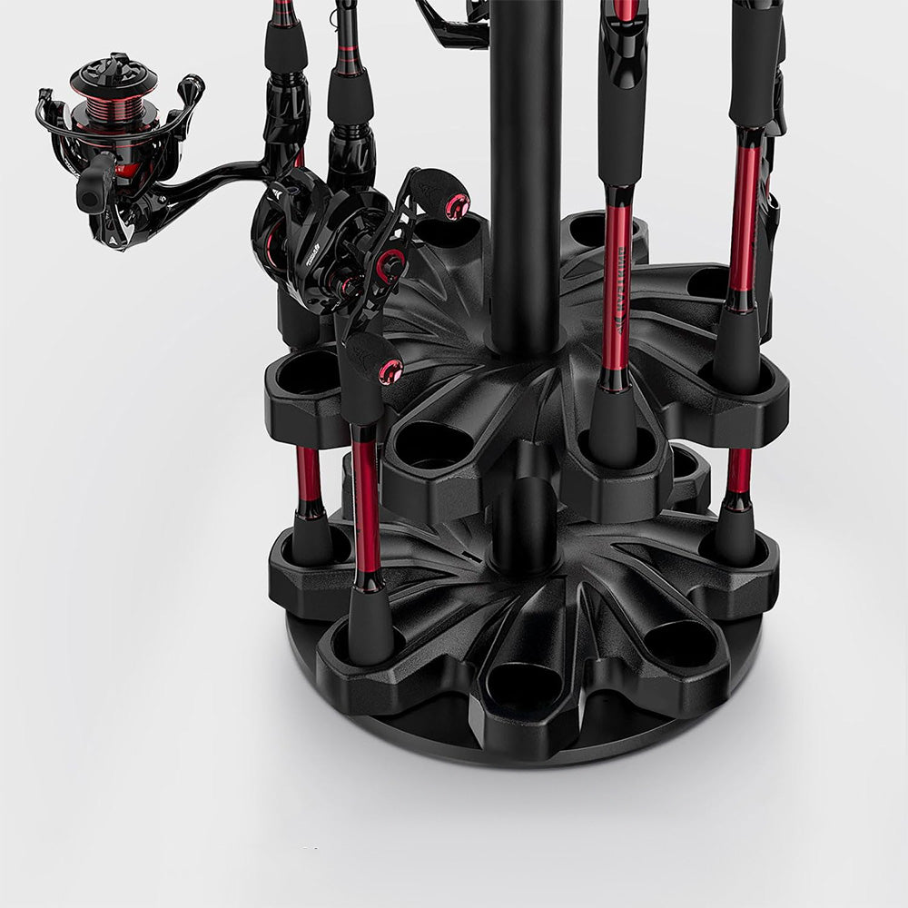 Rotating Fishing Rod Holder with Wheels Holds Up to 16 Poles Fishing Rod Rack for Home Tackle Shop