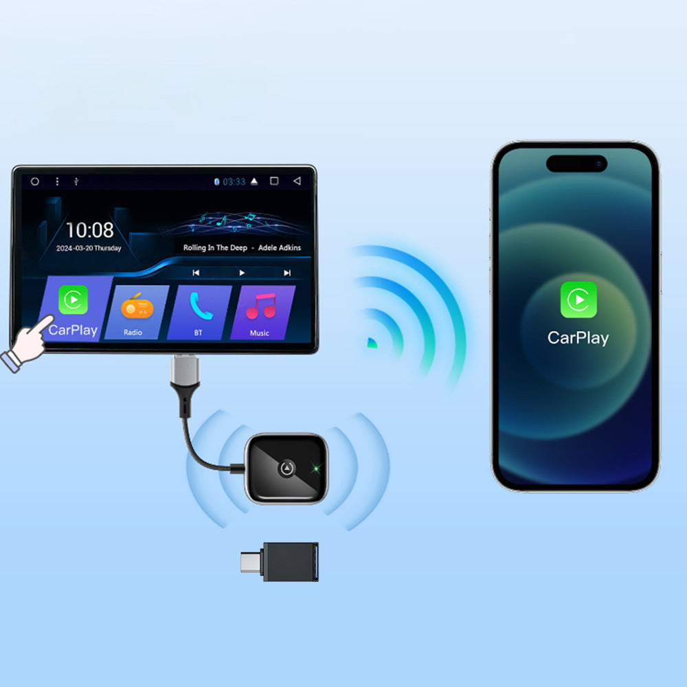 For Apple Carplay Android Auto Adapter Bluetooth USB Wireless Car Player