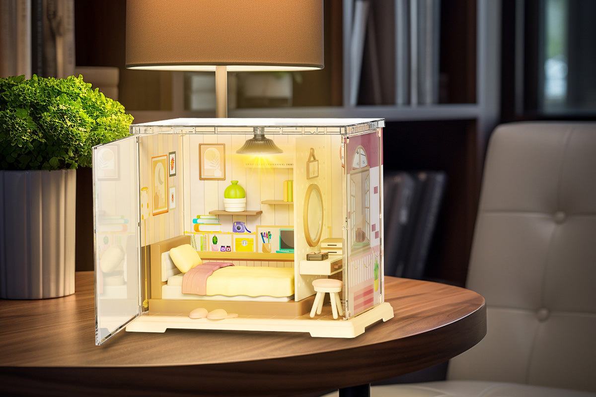 DIY Miniature Dollhouse Kit 3D Puzzle Dollhouse Toy with Dust Cover and Light
