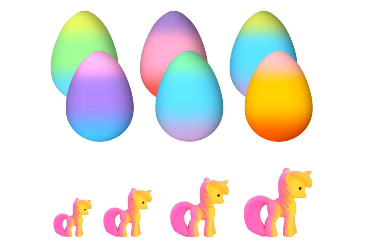6Pcs Unicorn Hatching Rainbow Eggs Magic Growing Toy Set