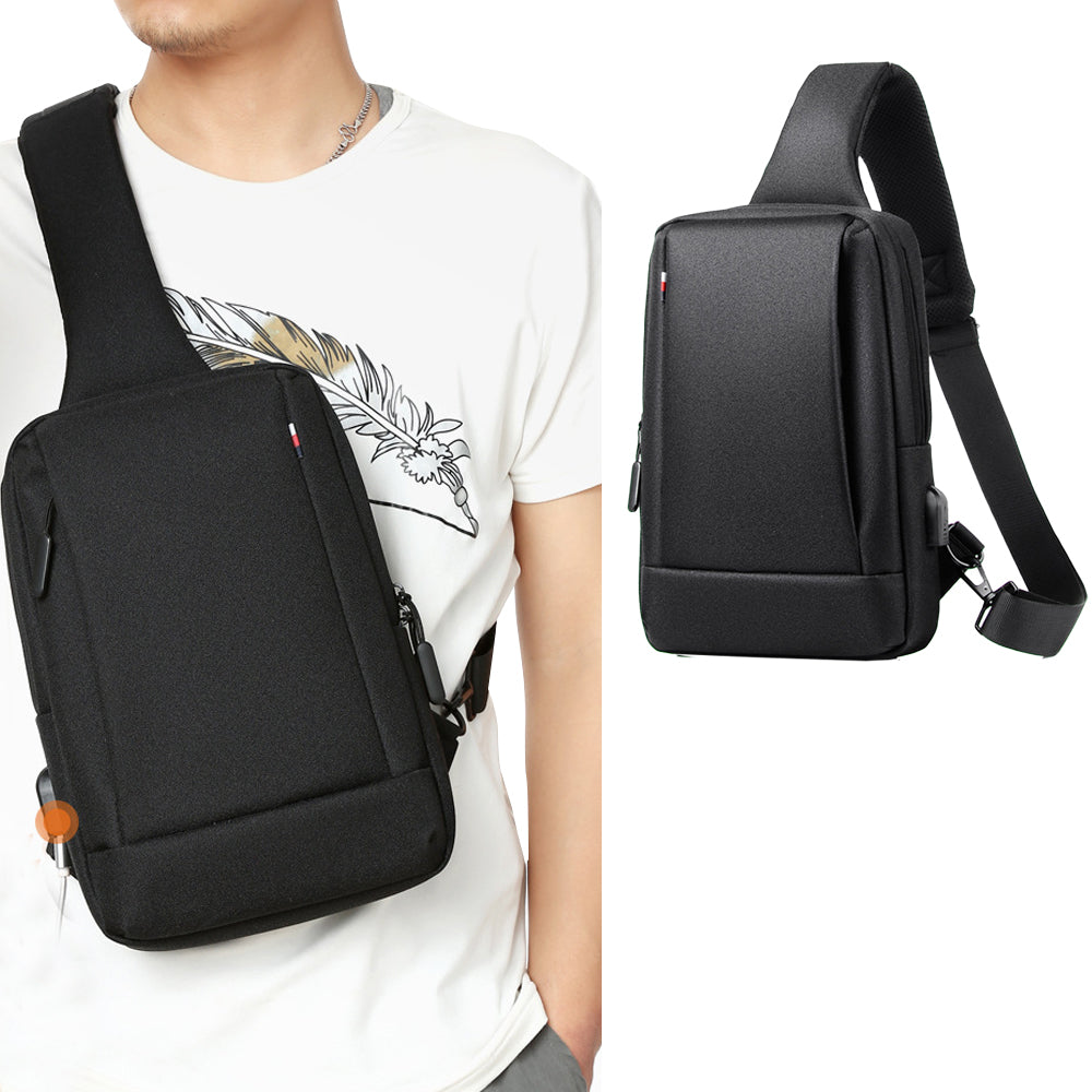 Chest Bag Sling Bag for Men with USB Charging Port