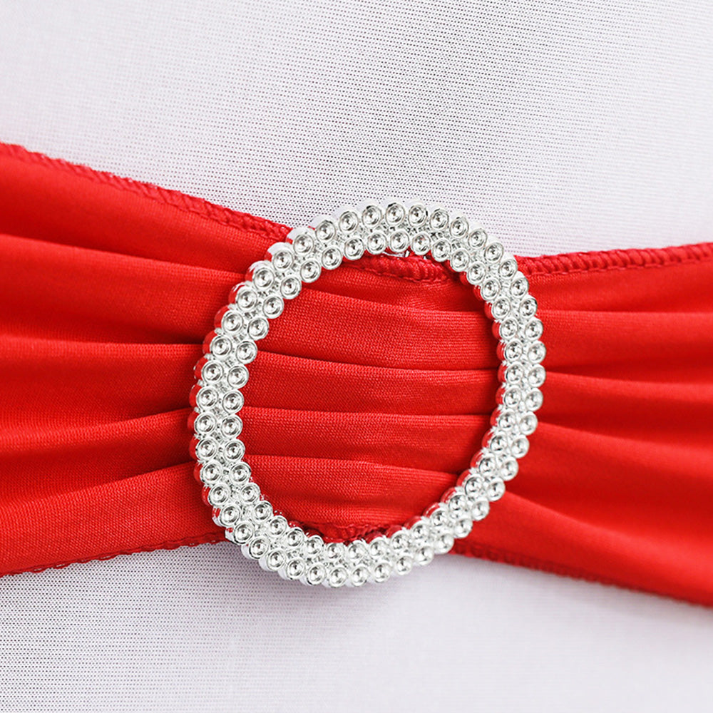 10Pcs Elastic Chair Sashes Bows with Buckle Spandex Chair Bands for Weddings Parties Meetings