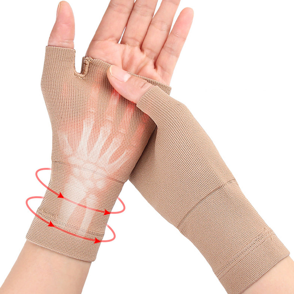 2 Pack Breathable Wrist Support Gloves Nylon Gloves for Daily Activities Computer Typing Sports-Beige
