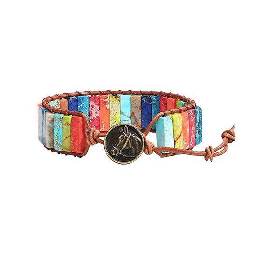 7 Chakra Boho Leather Wrap Bracelet