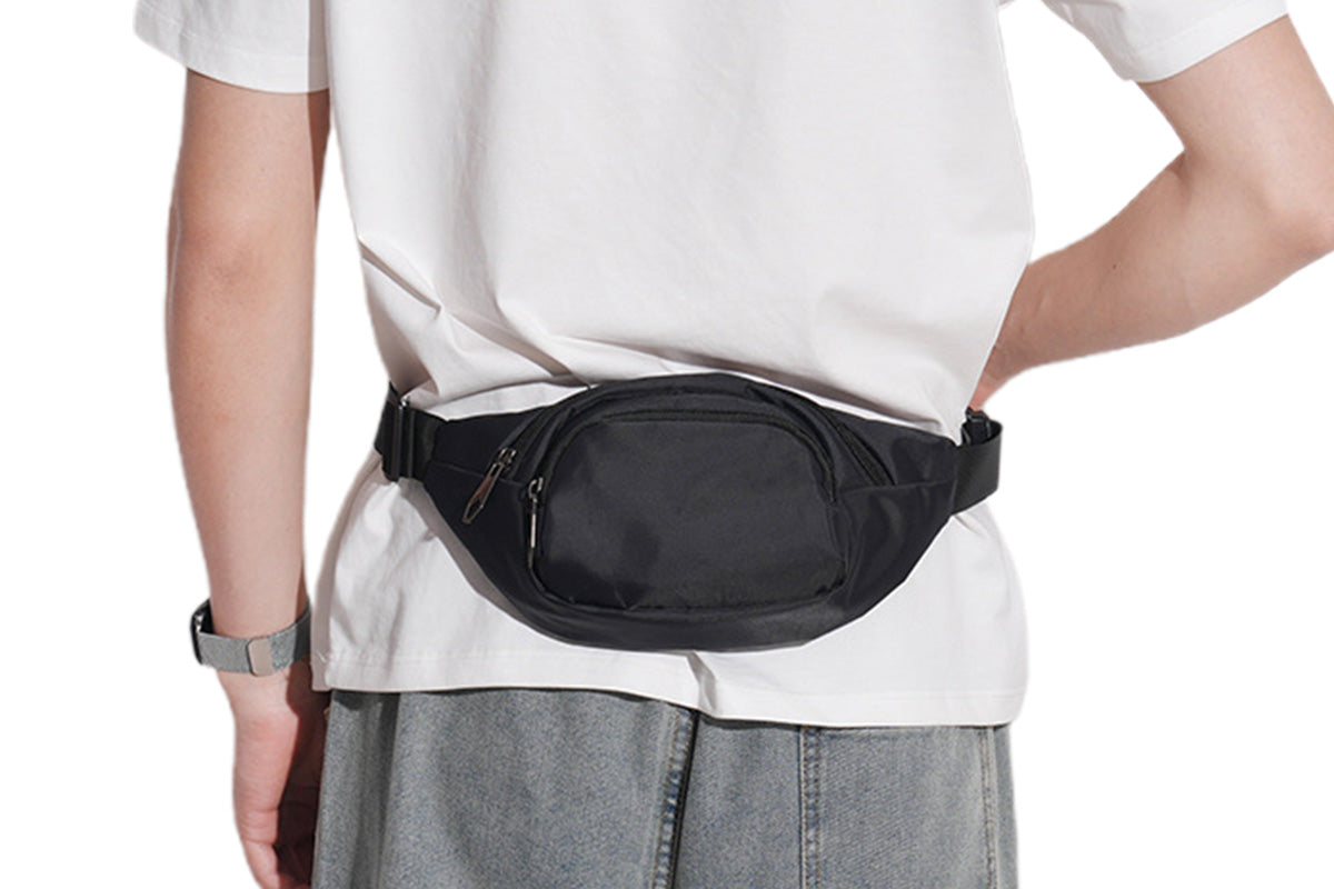 Waist Bag With 3 Zipper Pockets Crossbody Bag Unisex Large Fanny Pack For Travel Holiday