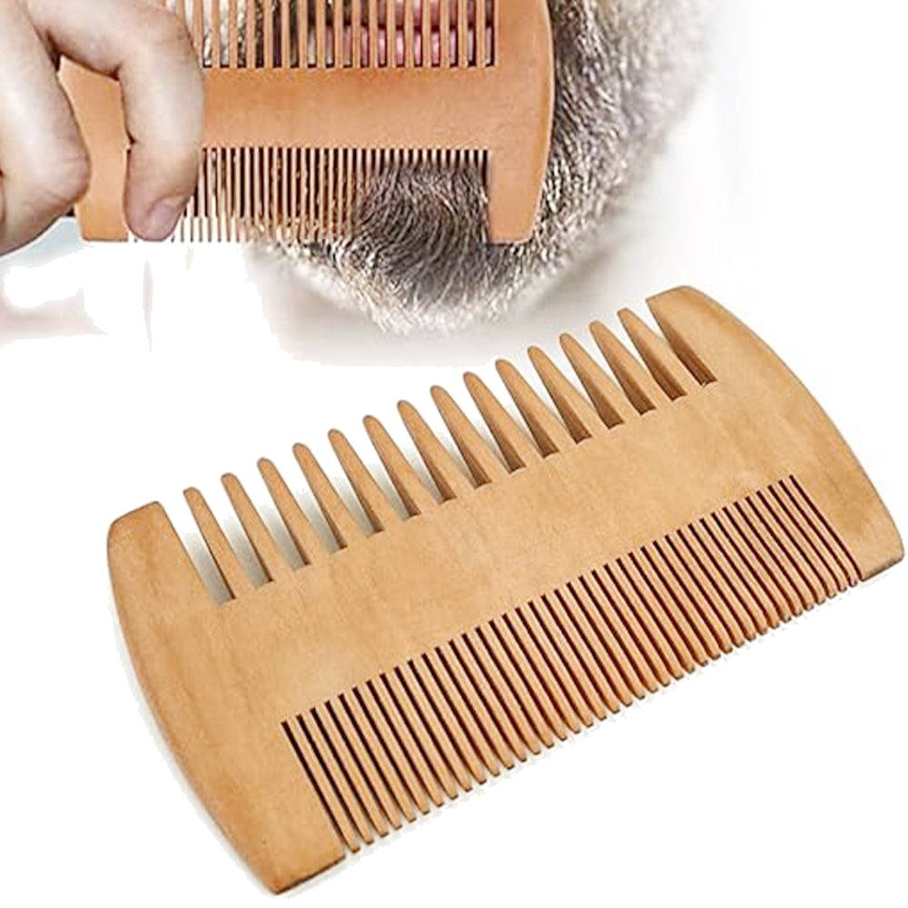 2PCS Double Sided Wooden Beard Comb for Beard Hair Portable Men Mustache Comb for Home Travel