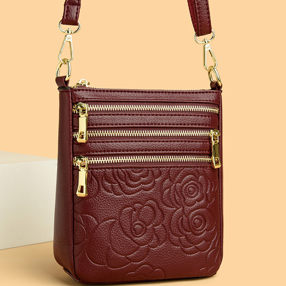 Genuine Leather Crossbody Shoulder Bag Multi-Compartment Water-resistant Handbag