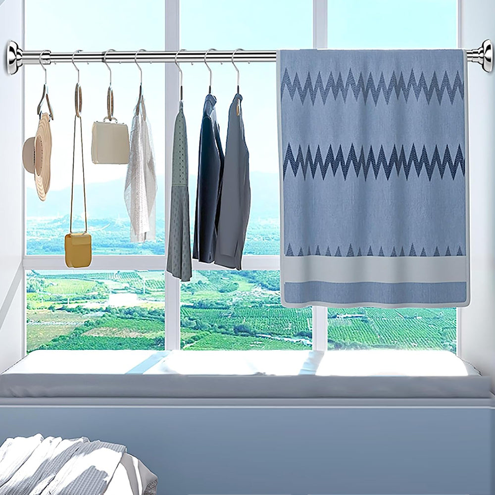 Adjustable Bathroom Curtain Rail Extendable Hanging Pole