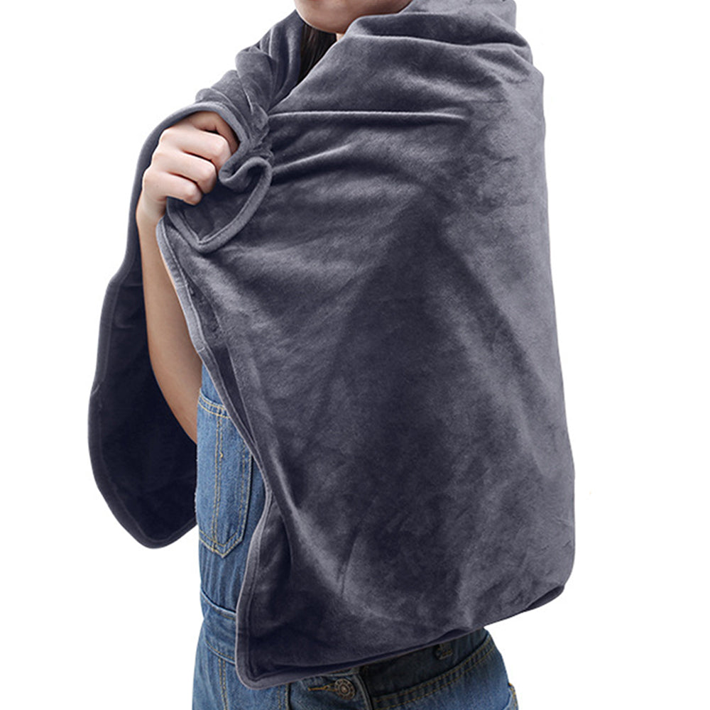 USB Heated Shawl Blanket Flannel Wrap with Detachable Heating Pad