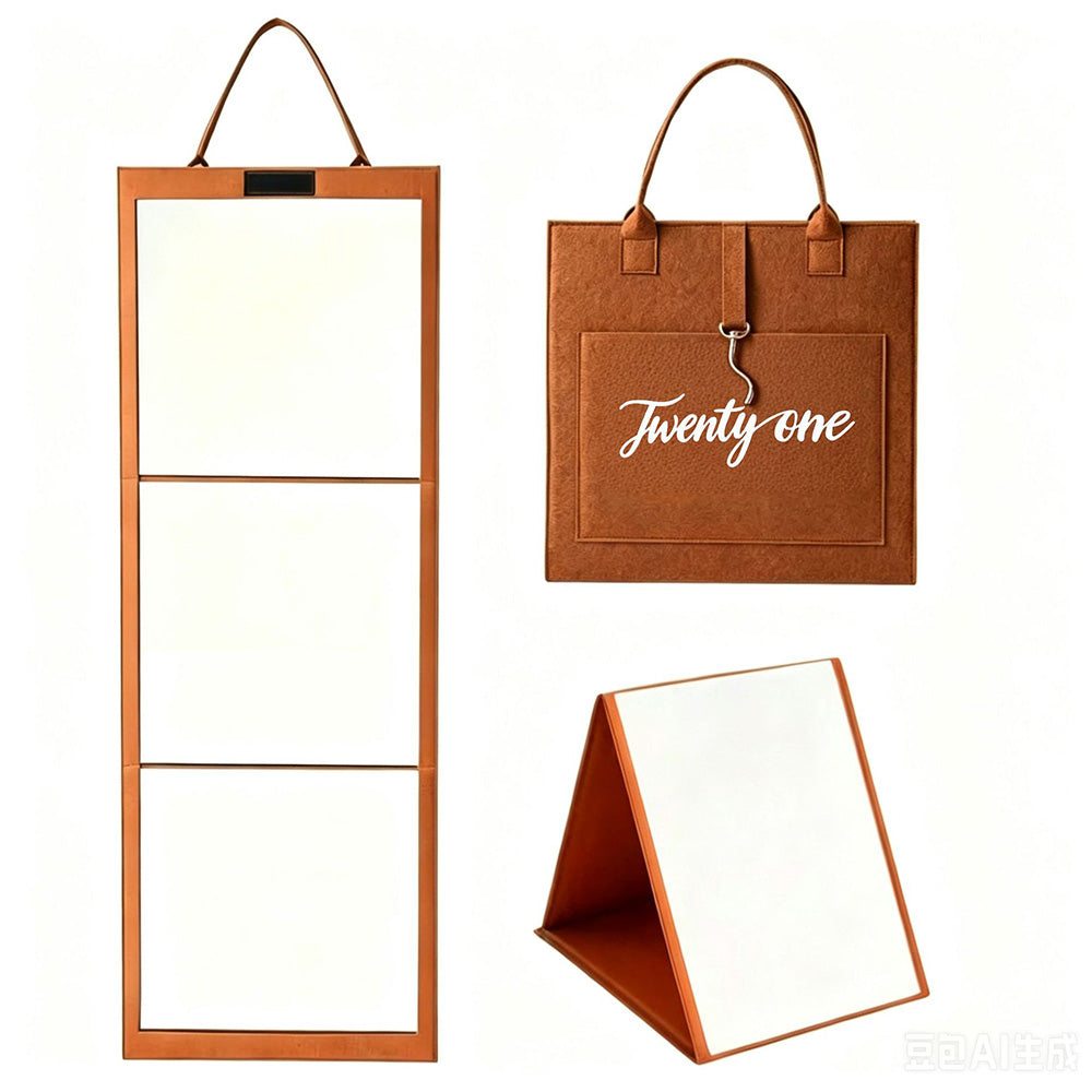 Portable Foldable Full Length Mirror with Handle Tri Fold Mirror for Makeup Dance Practice