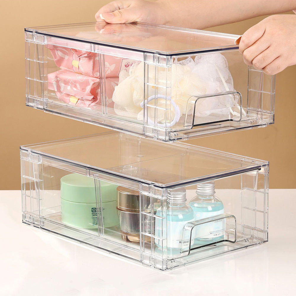 Stackable Clear Makeup Organizer Drawer for Skincare Storage