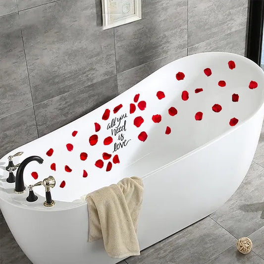 2Pcs Self-Adhesive Rose Petal Letters Bathtub Sticker