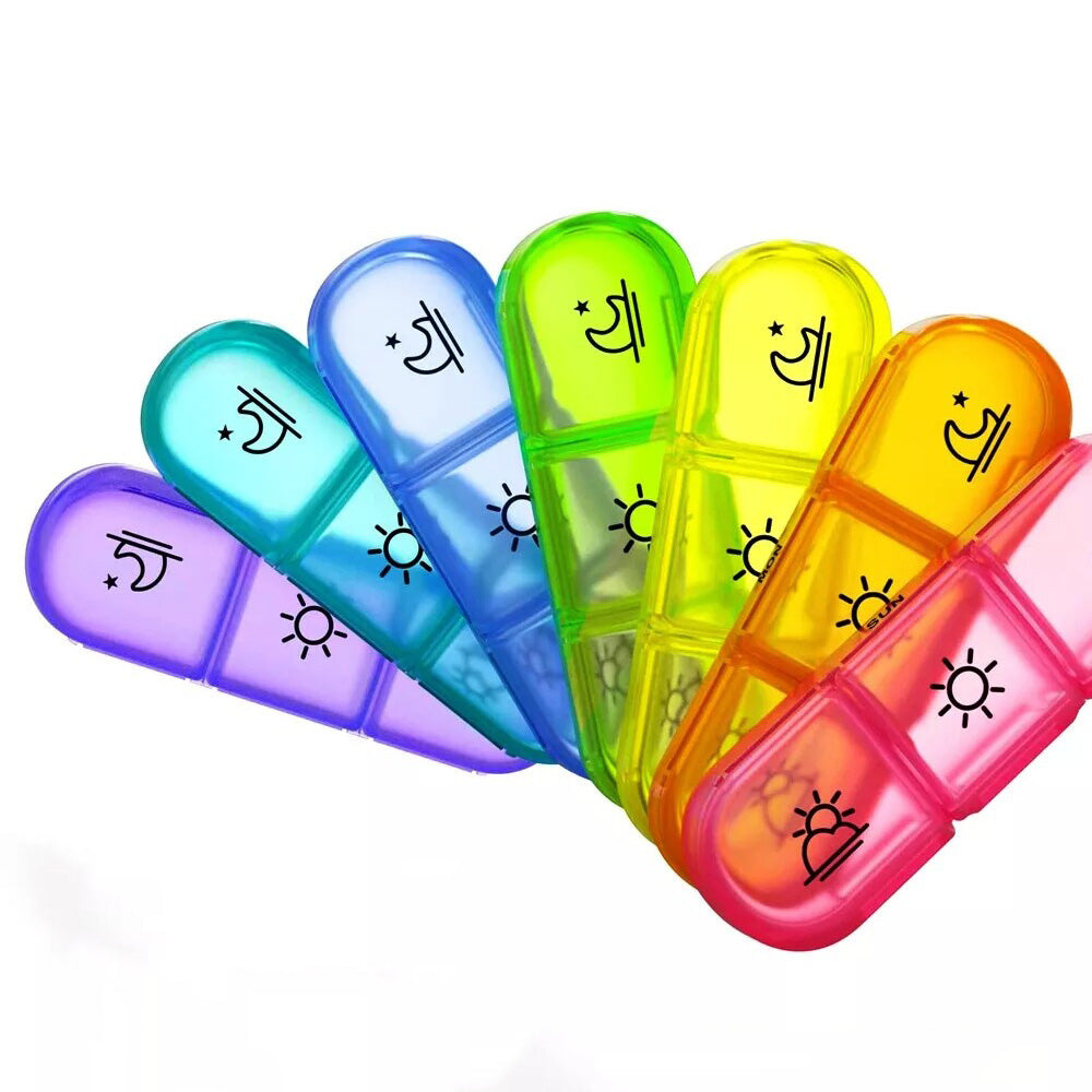 Weekly Pill Box Organizer 7 Days Tablet Storage Dispenser With One Side Large Openings