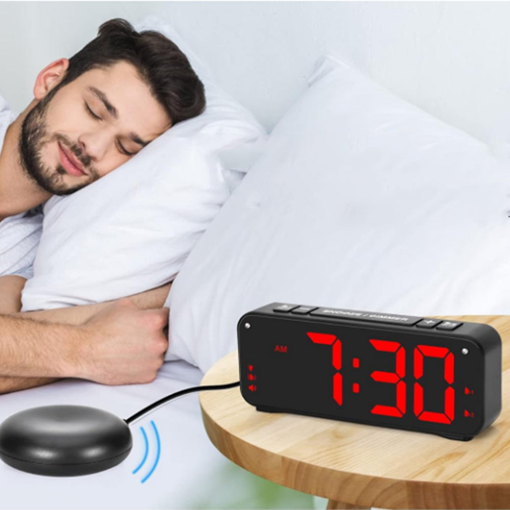 Vibrating Alarm Clock with Extra Bed Shaker for Heavy Sleepers
