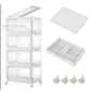 4 Tier Clear Storage Bins with Lids Stackable Plastic Bins with Wheels for Closet Bedroom Living Room