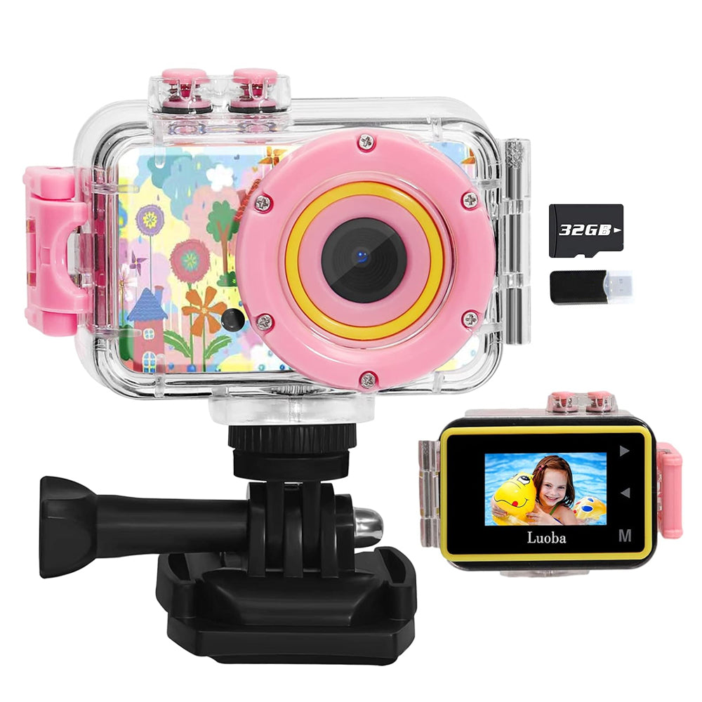 Kids Waterproof Camera Toys Outdoor Sports Camera with 32GB Memory Card