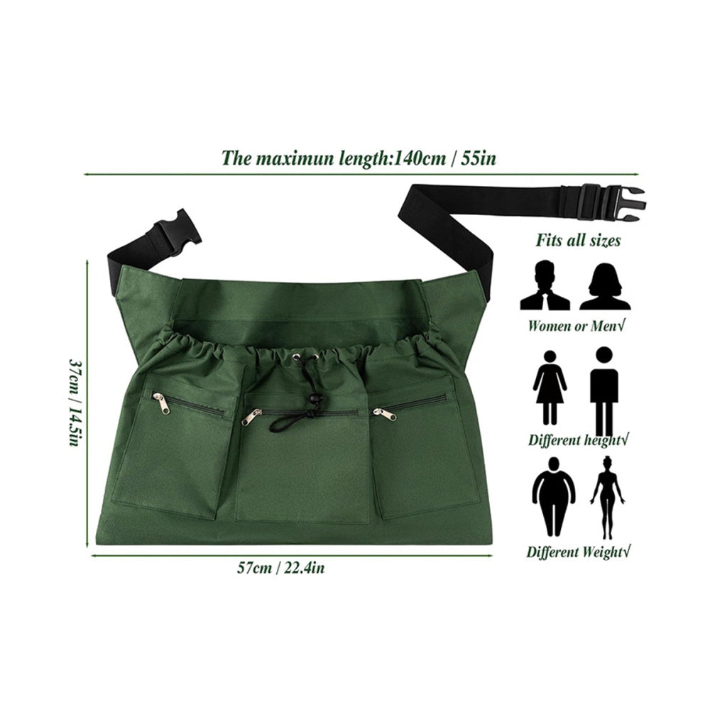 Gardening Apron with Pockets Drawstring Bag for Women and Men