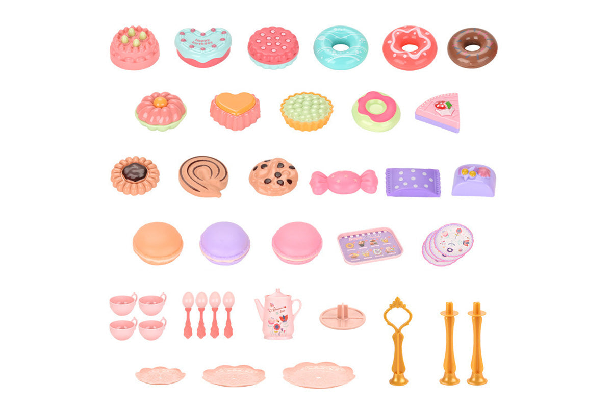 Pretend Play Tea Party Set with Dessert and Carrying Case for Role Play