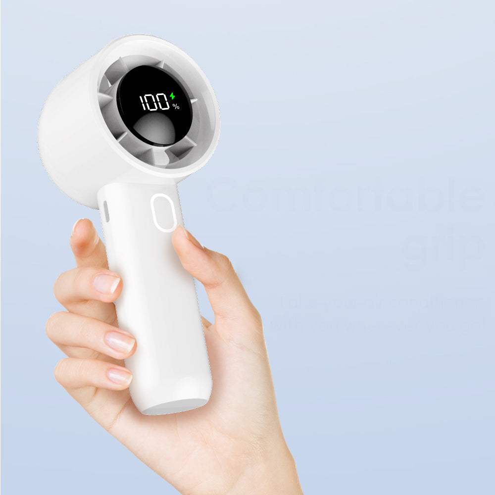 Portable Handheld Turbo Fan With Digital Display 1500mAh Battery Mini Hand Fan