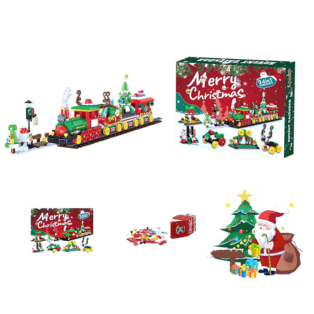 Advent Calendar Countdown Christmas Train Building Blocks Set Christmas Toy