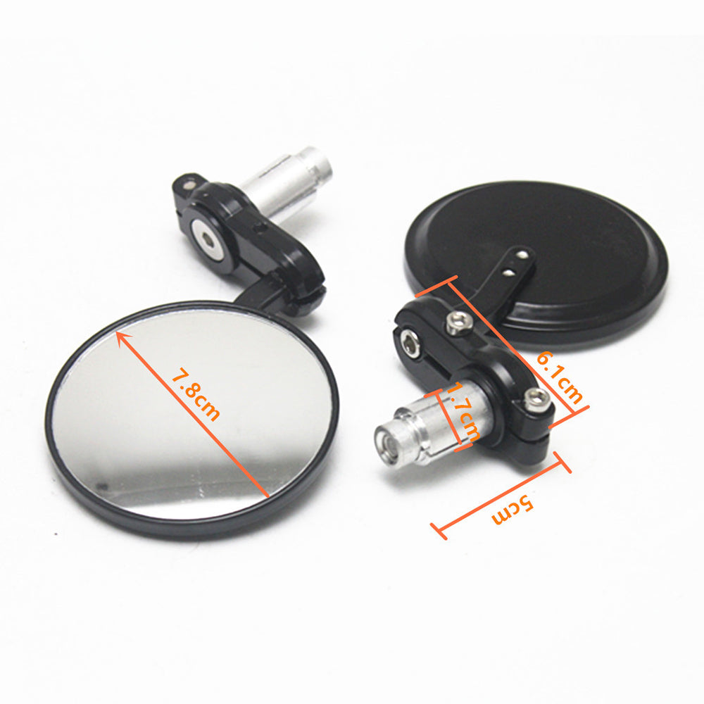 2Pcs Universal Motorcycle Handle Bar Rear View Round Mirrors