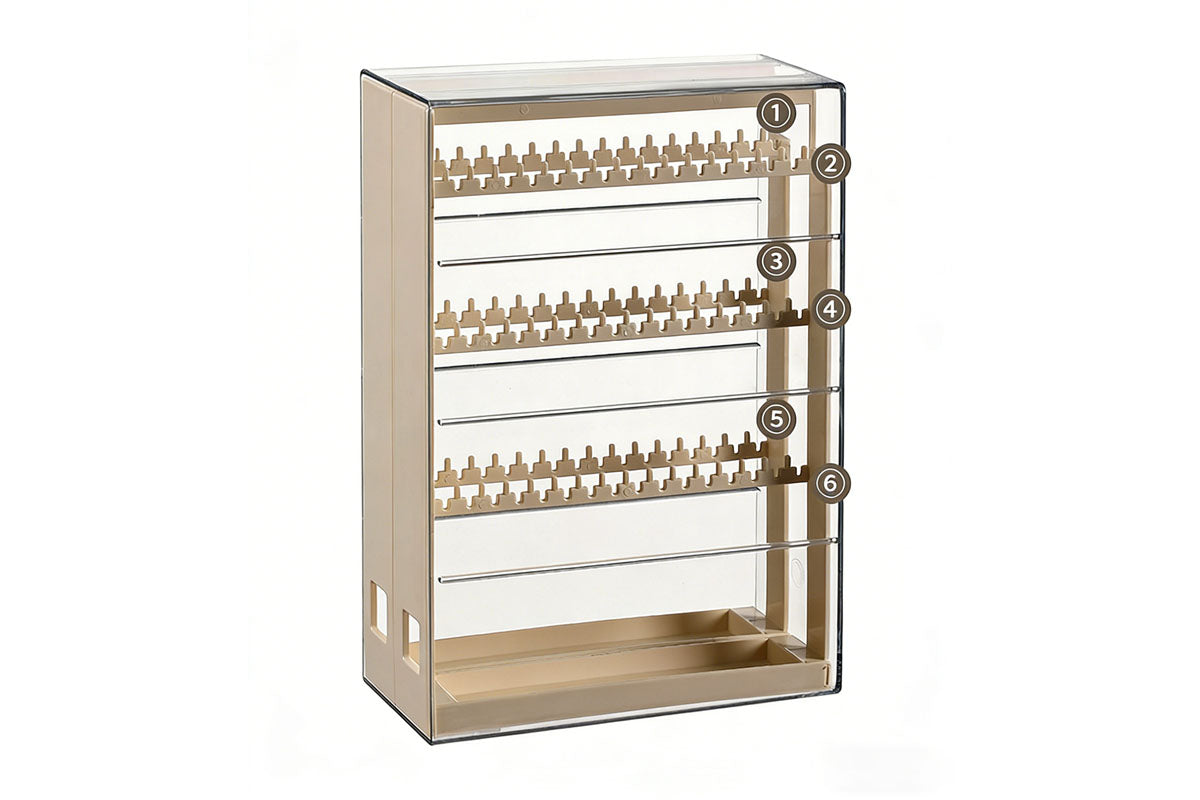 2-Tier Jewelry Organizer with Pull Out Drawer Earring Storage Box Display Case for Earrings Necklace Rings Studs