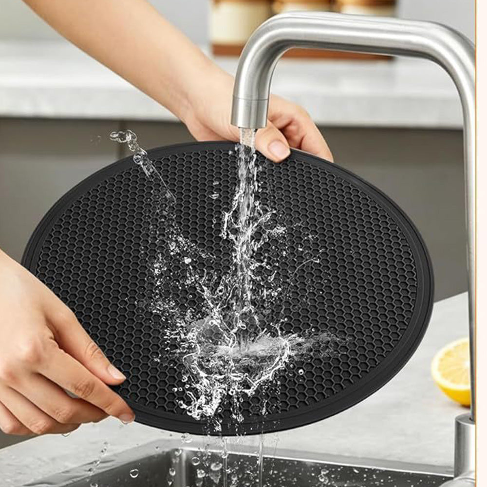 Microwave Glass Splatter Cover with Silicone Trivet Dual Vents and Handle