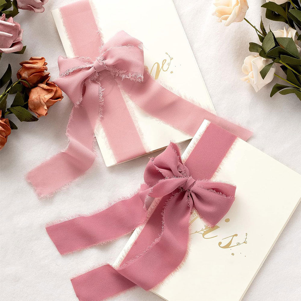 3 Rolls Yard Chiffon Ribbon Set Mixed Color Handmade Fringe Fabric Ribbon