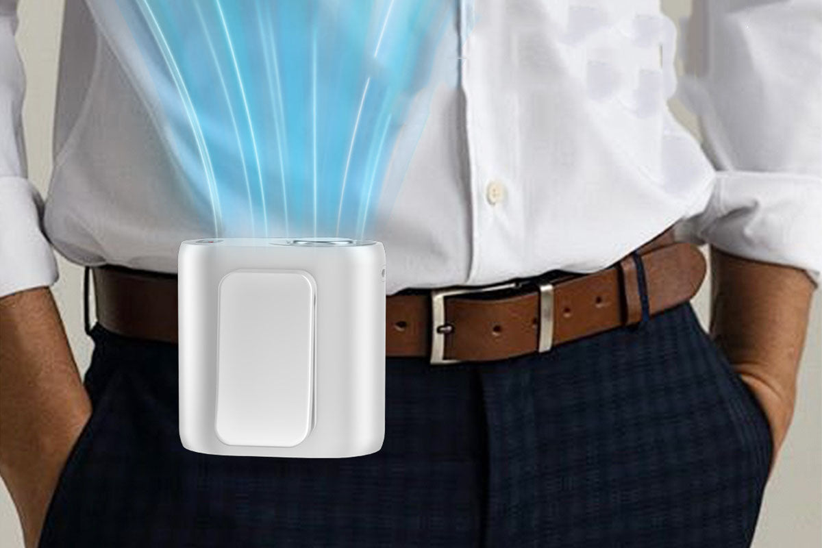 Waist Fan with Ice Cooling Compress 5-Speed or Stepless Adjustable Wireless Clip-On Fan Ice-Cold Fan